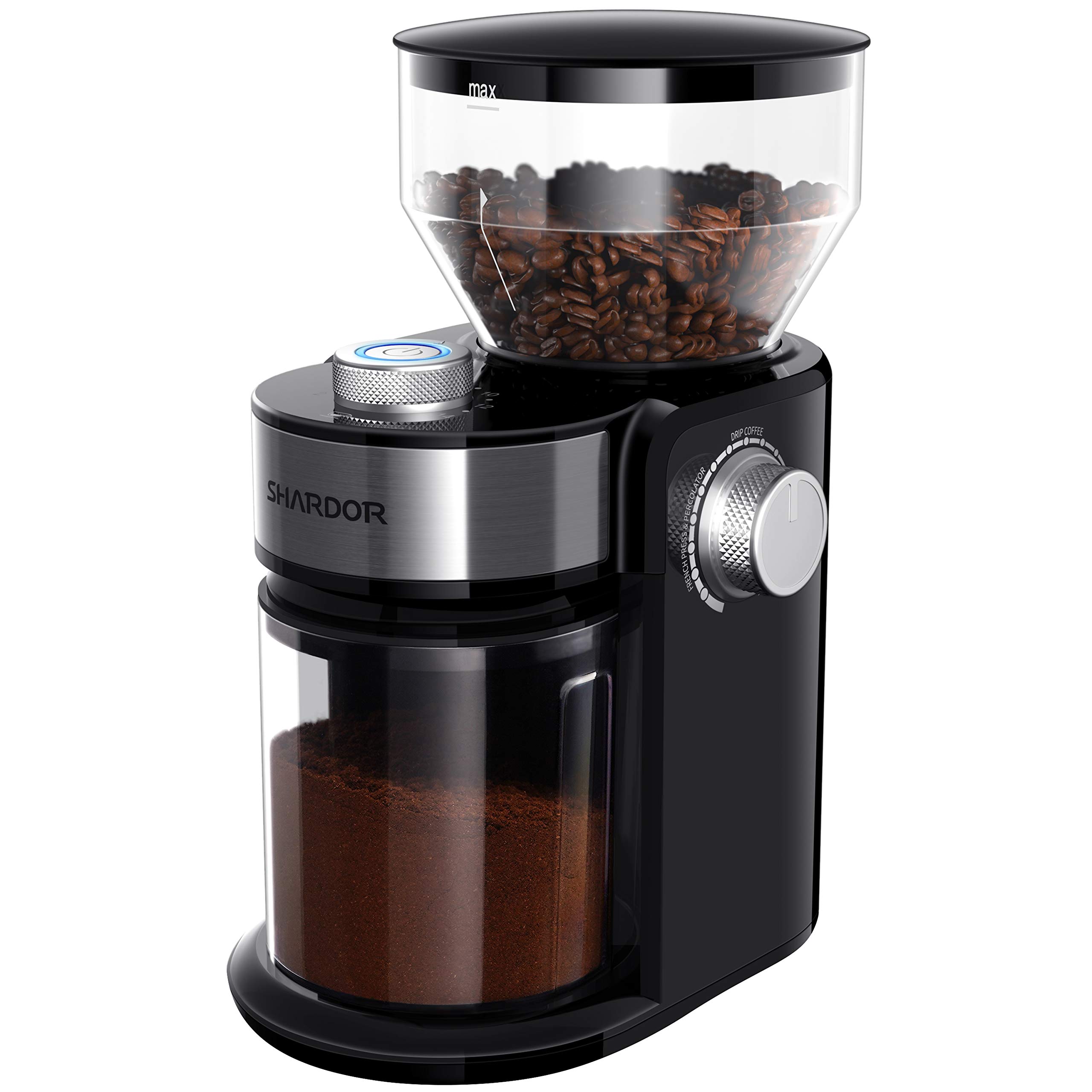Burr coffee grinder for home brewing