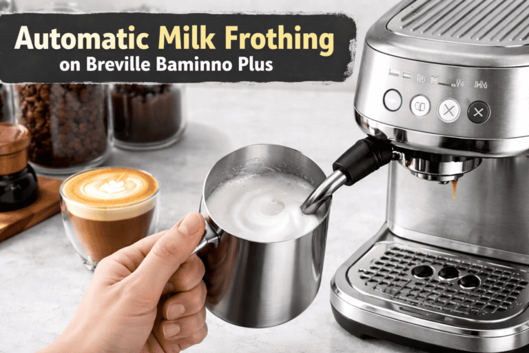 Steam wand texturing milk into glossy microfoam for lattes and cappuccinos