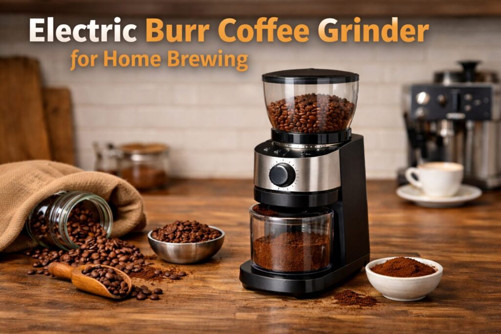 Manual vs Electric Coffee Grinders: Which Is Better for Home Brewing? 3 Electric burr coffee grinder for home brewing on kitchen counter