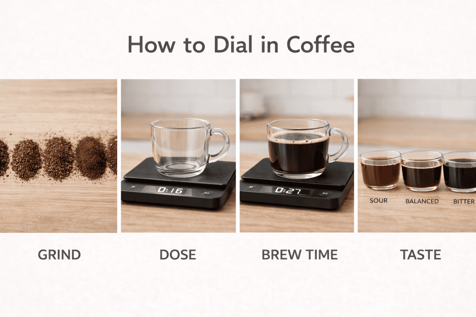 Coffee brewing setup for dialing in coffee by taste