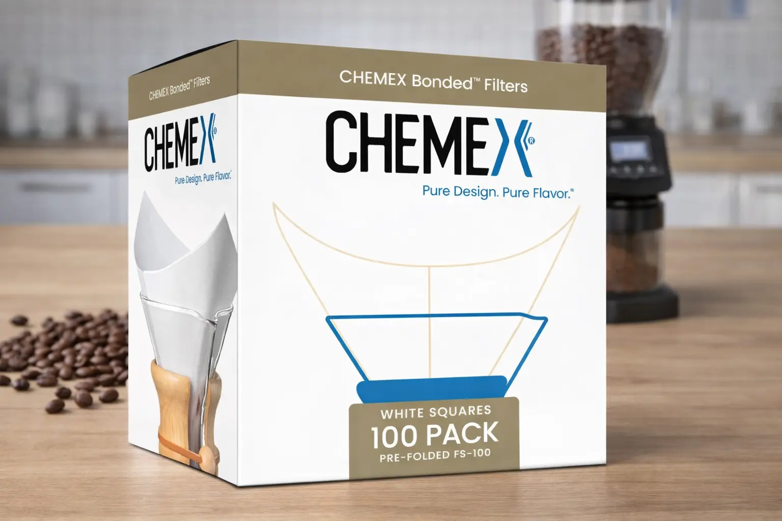 Stack of Chemex bonded square paper filters
