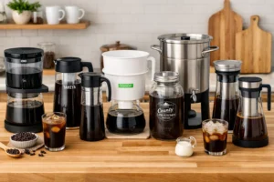 Best Cold Brew Coffee Makers (2026): Top Amazon Best Sellers Compared 6 Cold brew coffee makers on kitchen table