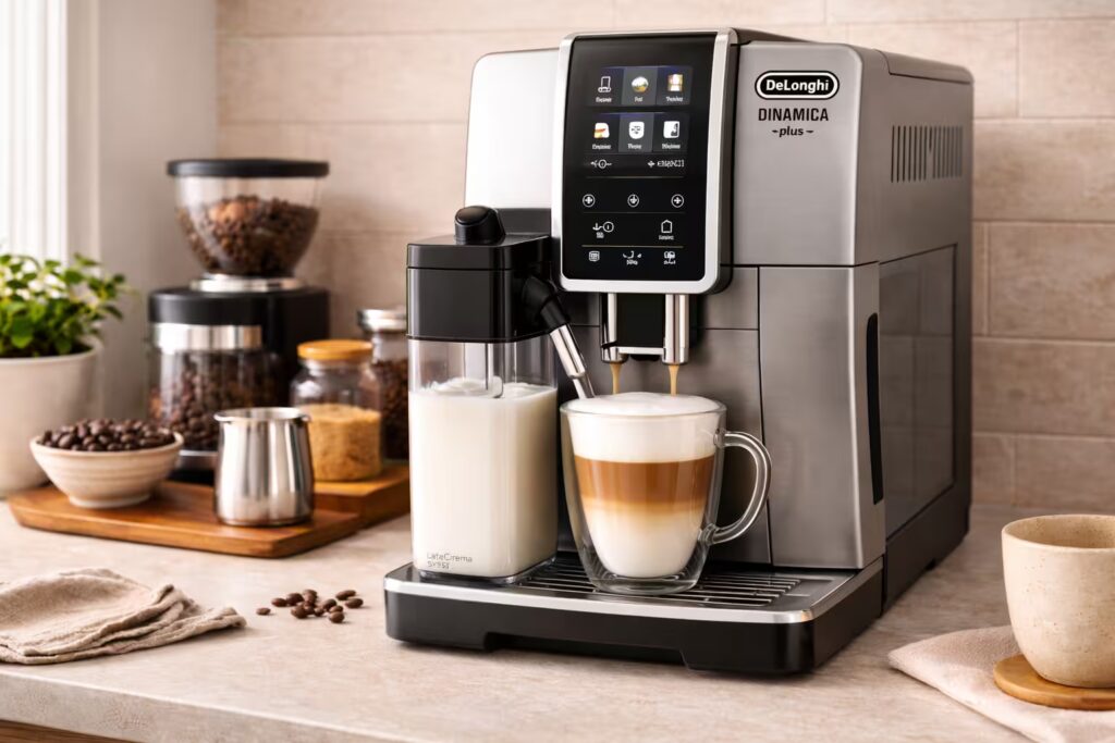 Espresso Machine Types Explained 16 DeLonghi Dinamica Plus super automatic espresso machine 1