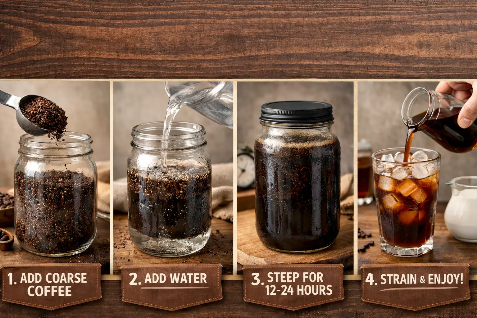 How long does cold brew last: Cold brew coffee being made step by step