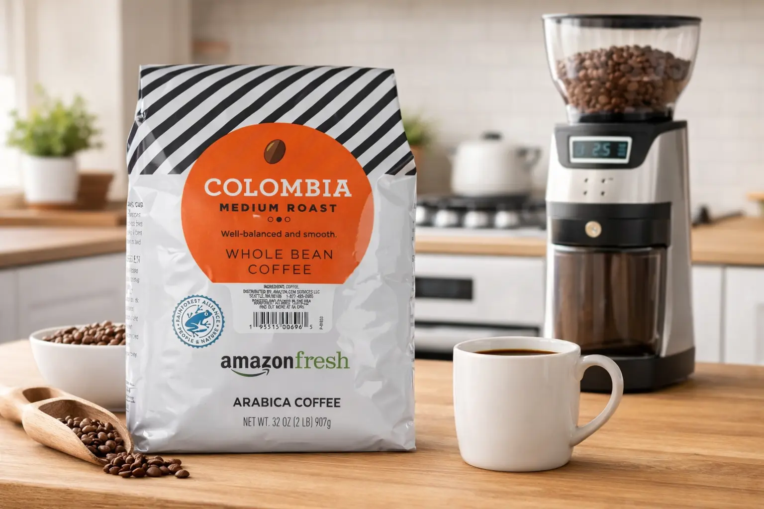 Medium-roast Colombian coffee beans