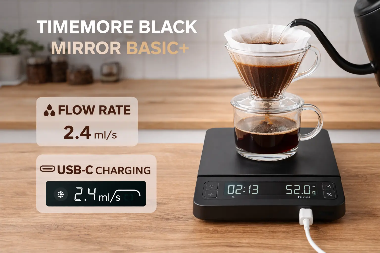Espresso Grind Size Chart: Grinder Settings & Shot-Time Fixes 7 Timemore Black Mirror coffee scale